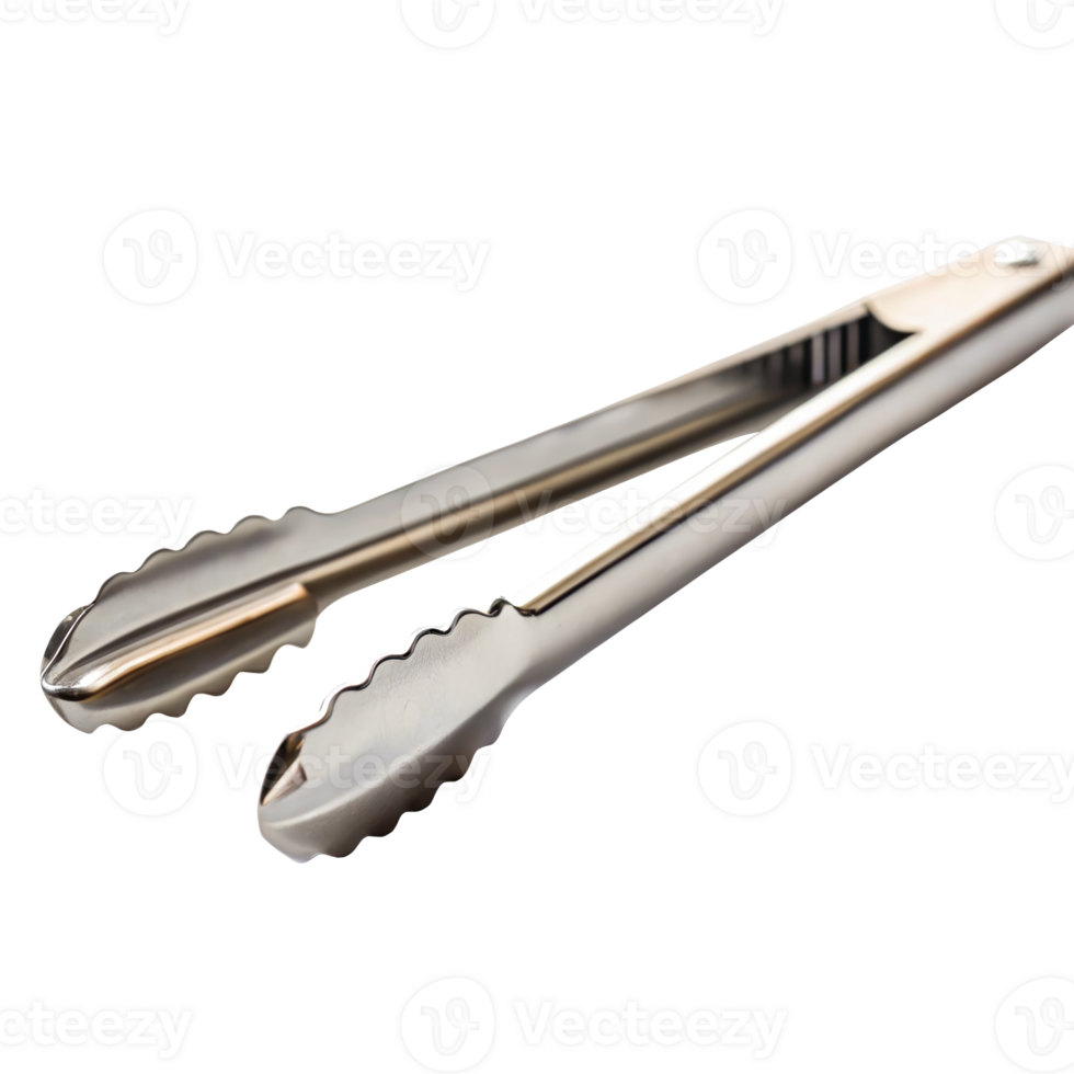 Metal kitchen tongs isolated on transparent background png