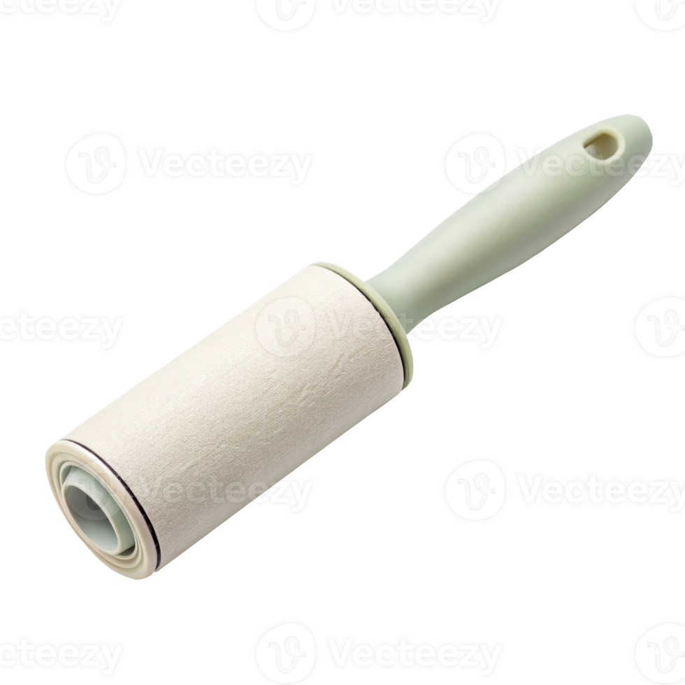 Lint roller with a green handle on transparent background png