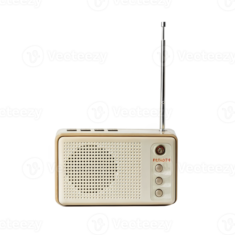 Vintage pocket transistor radio isolated on transparent background png