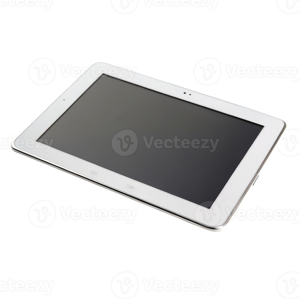 White tablet device showing blank screen on transparent background png