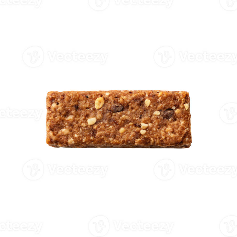 Protein bar with peanuts and chocolate chips on transparent background png