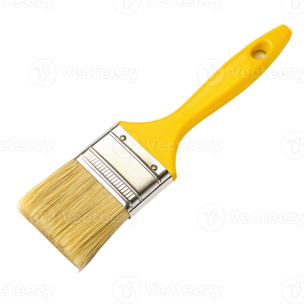 Yellow paintbrush with transparent background for easy isolation png
