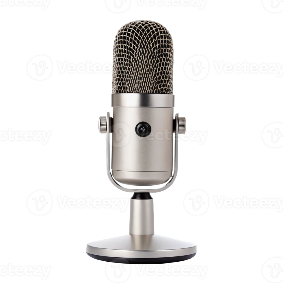 Modern desktop microphone on transparent background, ready for recording png