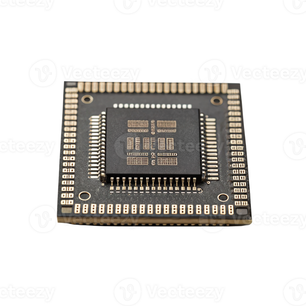 Integrated circuit chip showing die view isolated on transparent background png