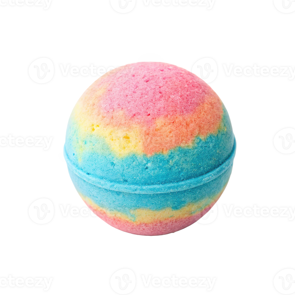Colorful bath bomb rotating on transparent background png