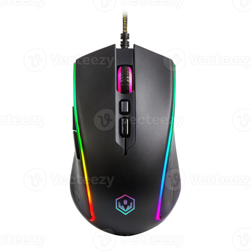 Modern gaming mouse with rgb lighting isolated on transparent background png