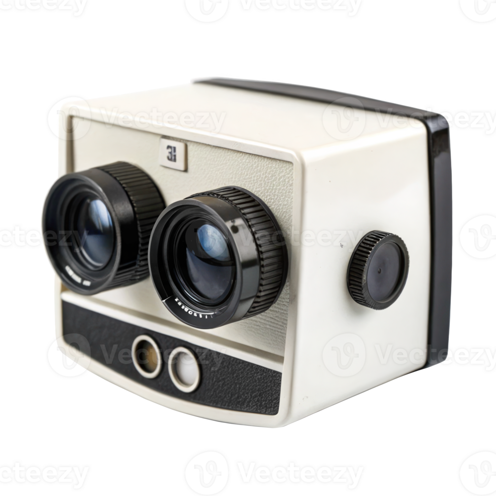 Vintage stereo slide viewer camera isolated on white background with transparent background png