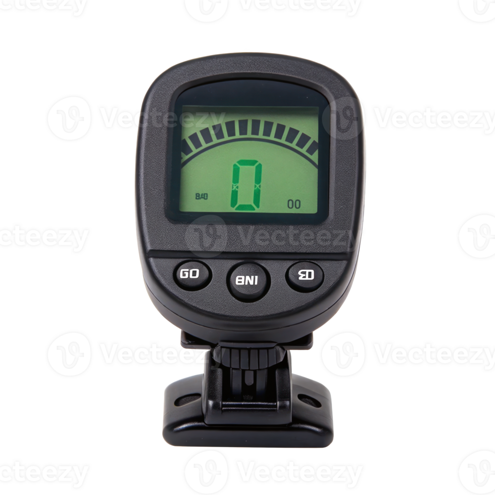 Clip on instrument tuner showing zero on transparent background png