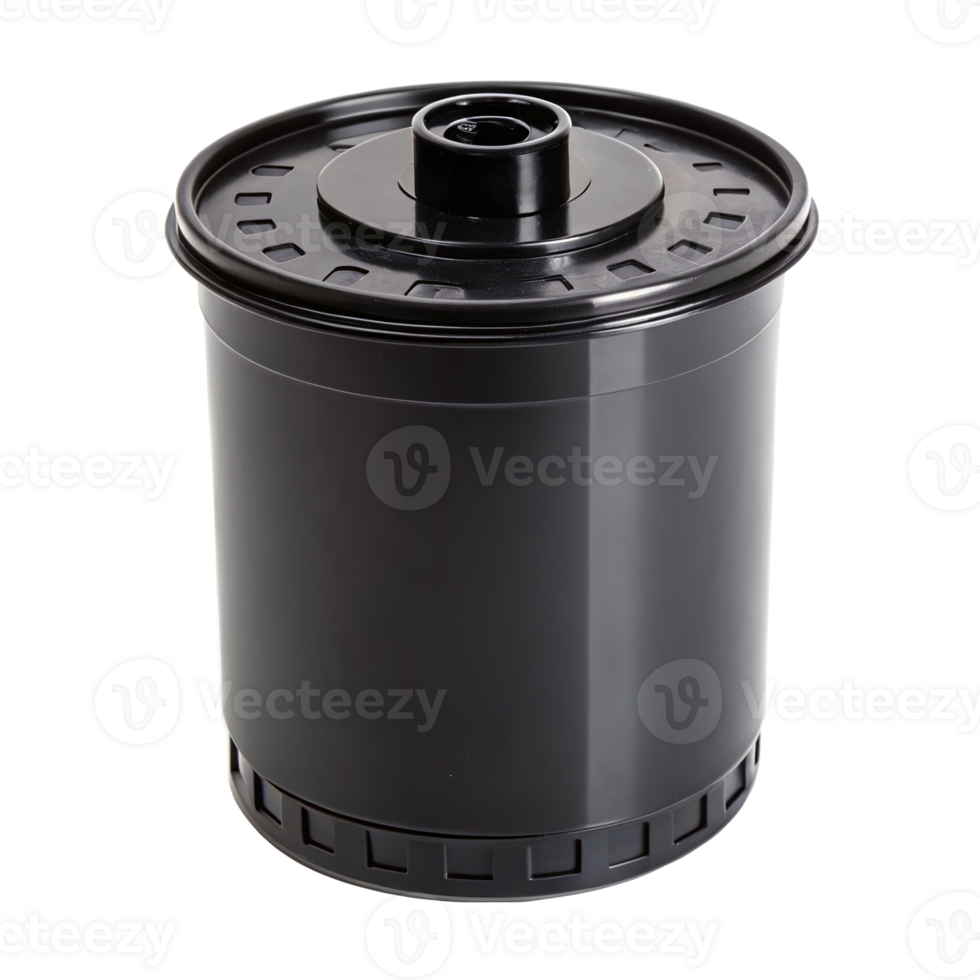 Black film developing tank isolated on white background with transparent background png