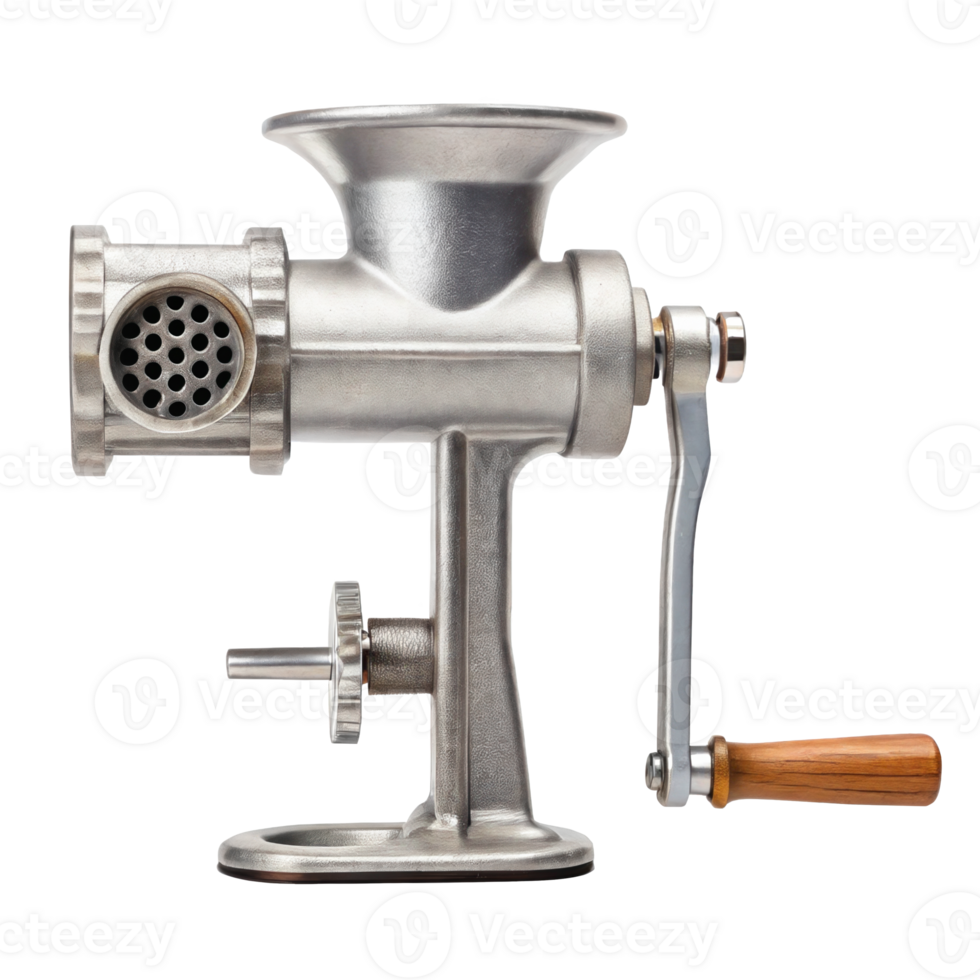Manual meat grinder with clamp isolated on transparent background png