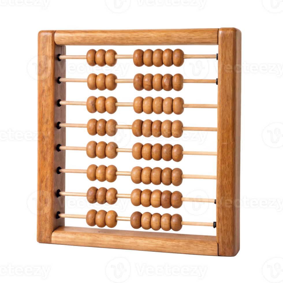 Wooden abacus showing numbers on transparent background png