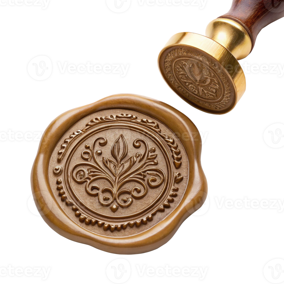 Wax seal stamp creating an imprint with transparent background png