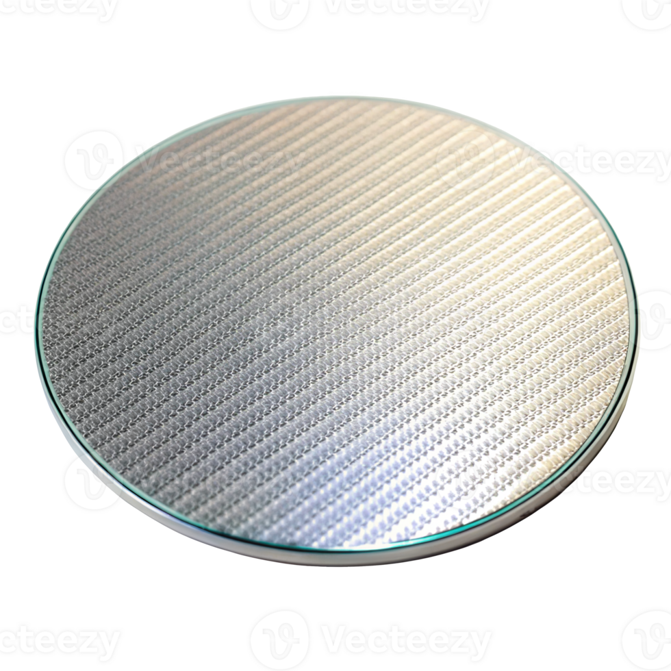 Silicon wafer showing integrated circuit manufacturing process on transparent background png