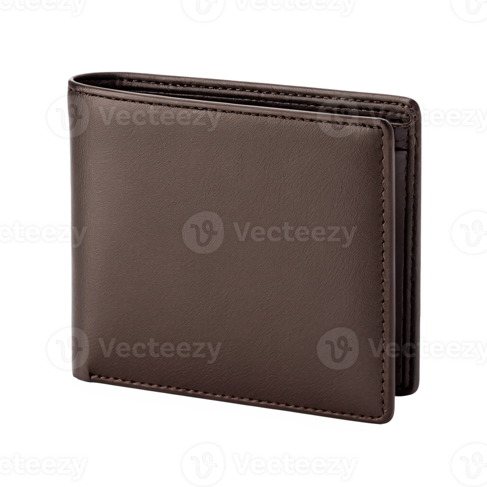 Closed brown vegan leather wallet isolated on transparent background png