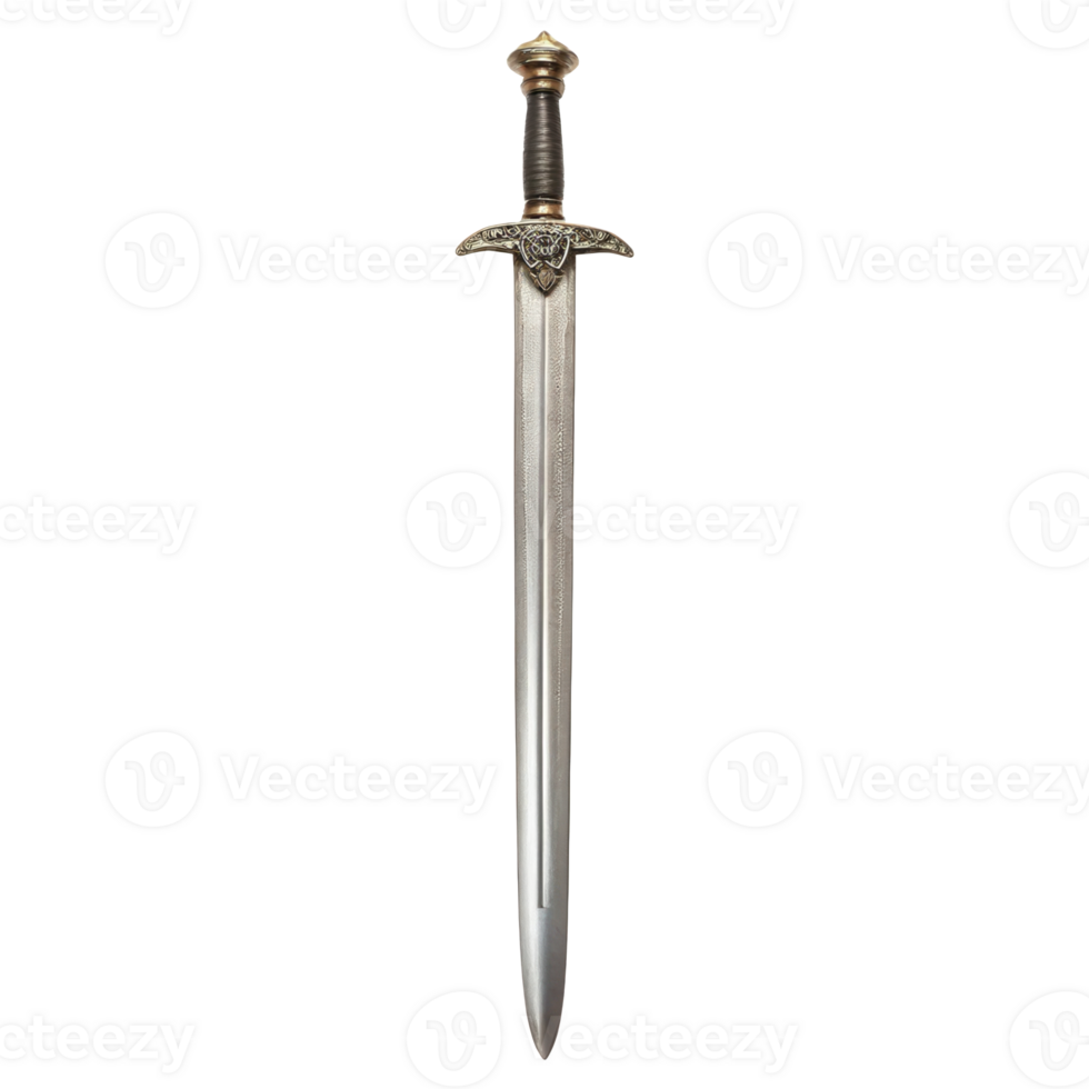 Medieval spatha cavalry sword isolated on transparent background png
