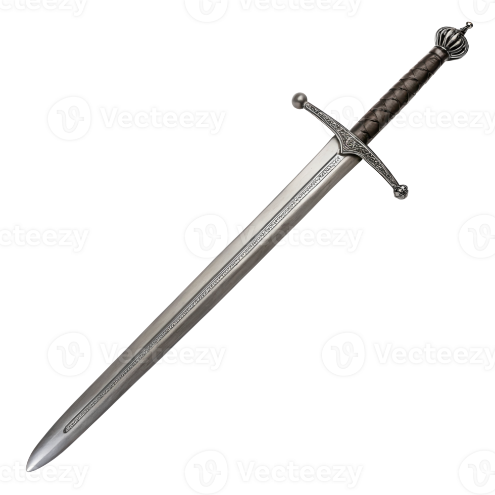 Medieval two handed sword isolated on transparent background png