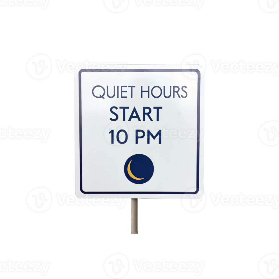 Quiet hours start 10 pm sign on transparent background png