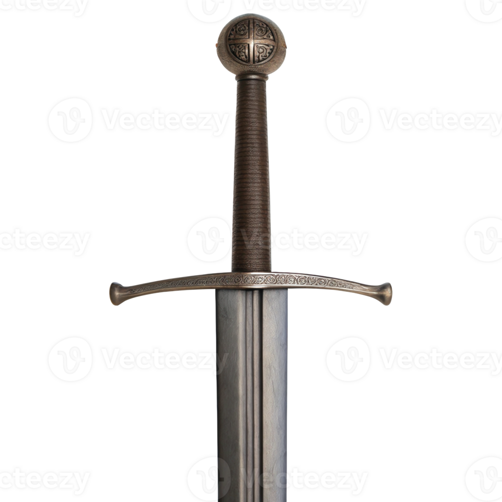 Medieval arming sword isolated on transparent background png