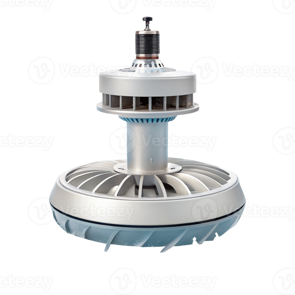 Floating desalination turbine generating clean water on transparent background png