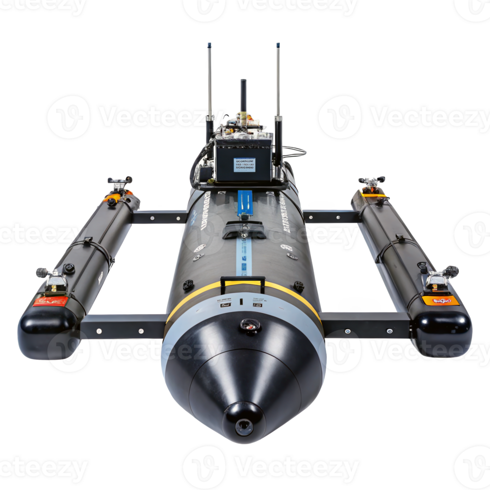 autonomo subacqueo aliante esplorando profondità con sensore array su trasparente sfondo png