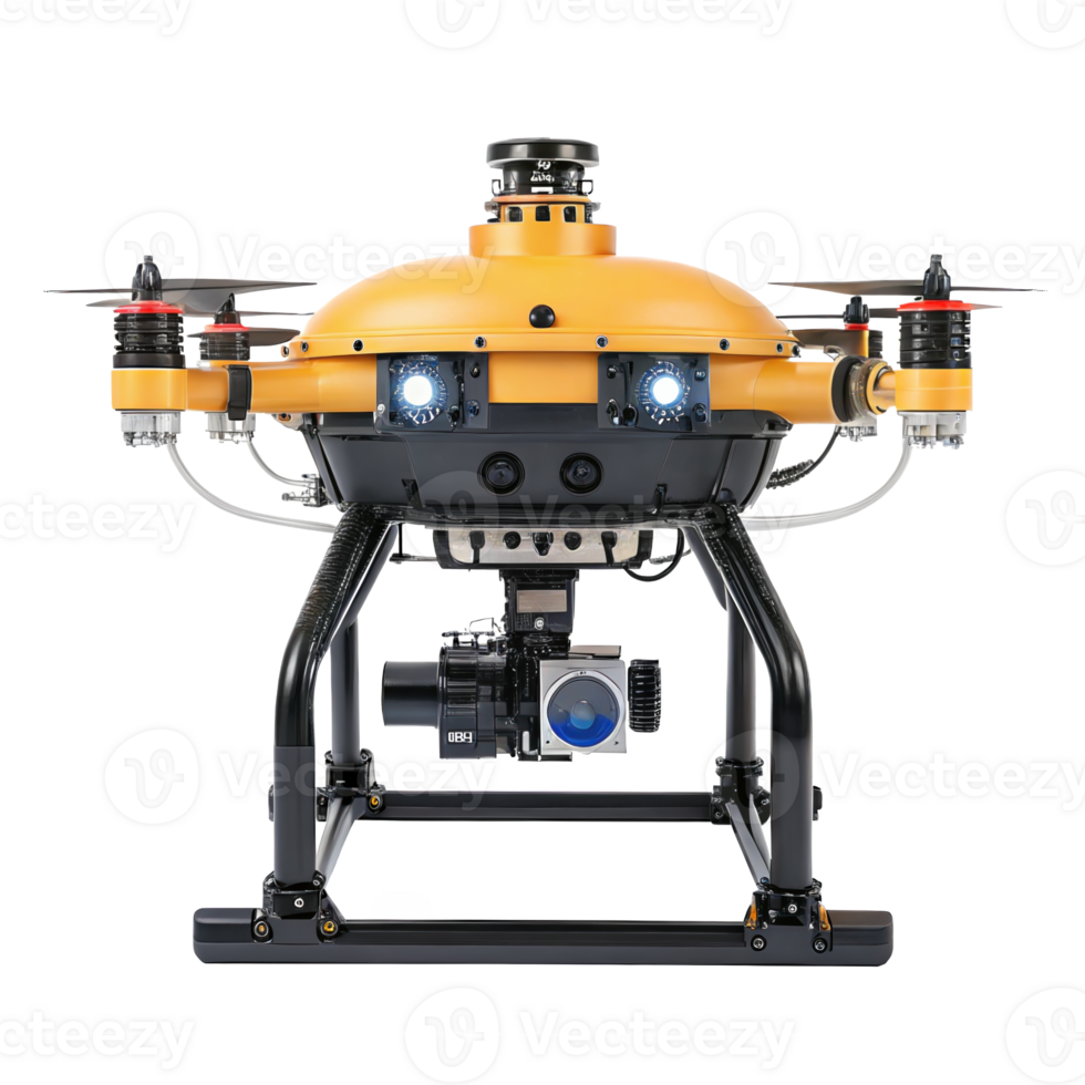 Professional sub sea drone releasing sonar system on transparent background png