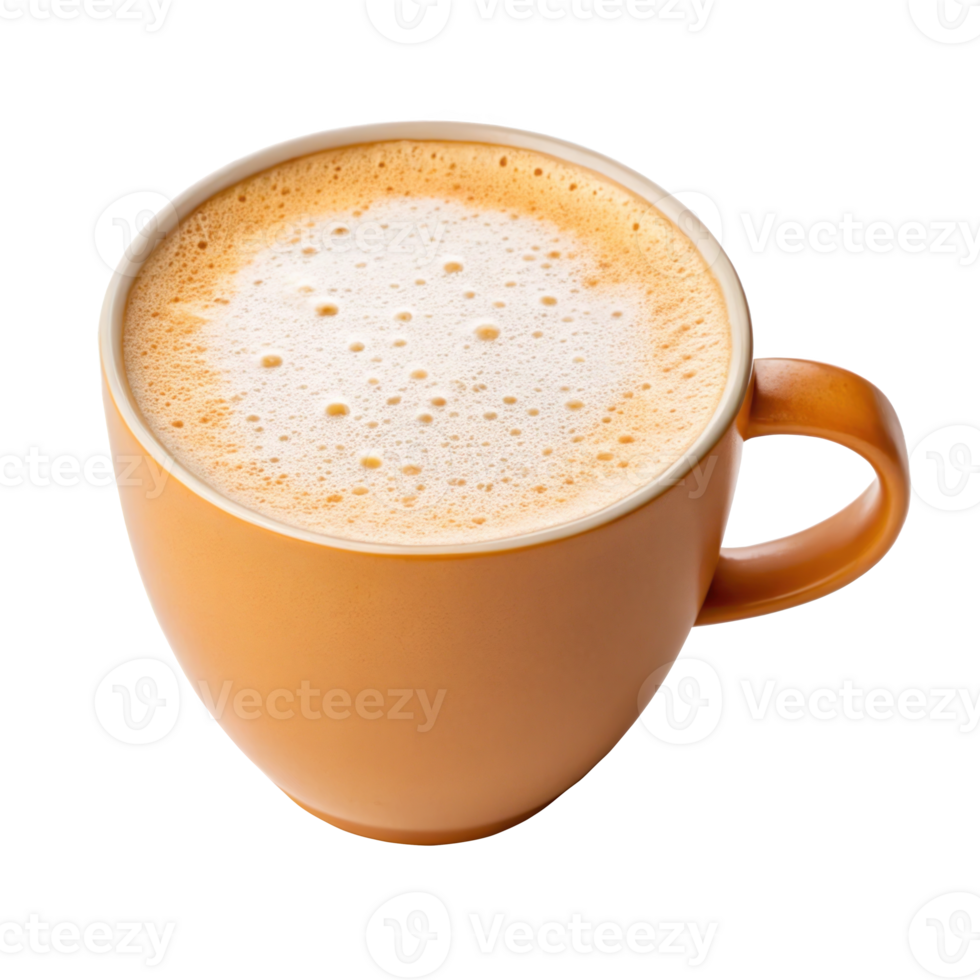 Ashwagandha moon milk latte in orange cup on transparent background png