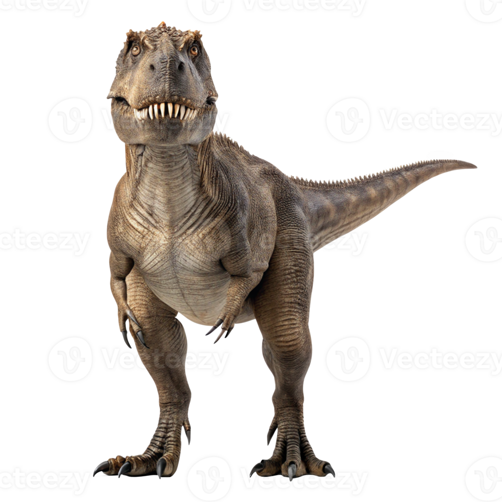 Giganotosaurus dinosaur standing and showing teeth on transparent background png