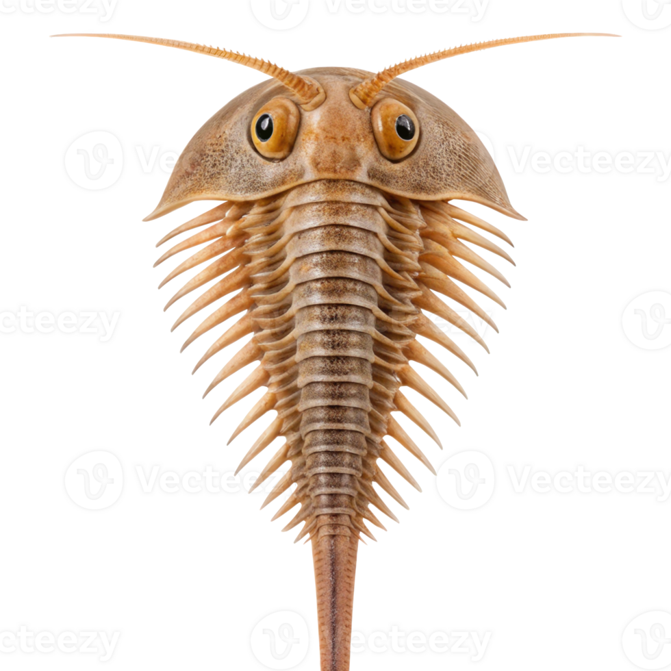 Opabinia, five eyed proboscis hunter, isolated on transparent background png