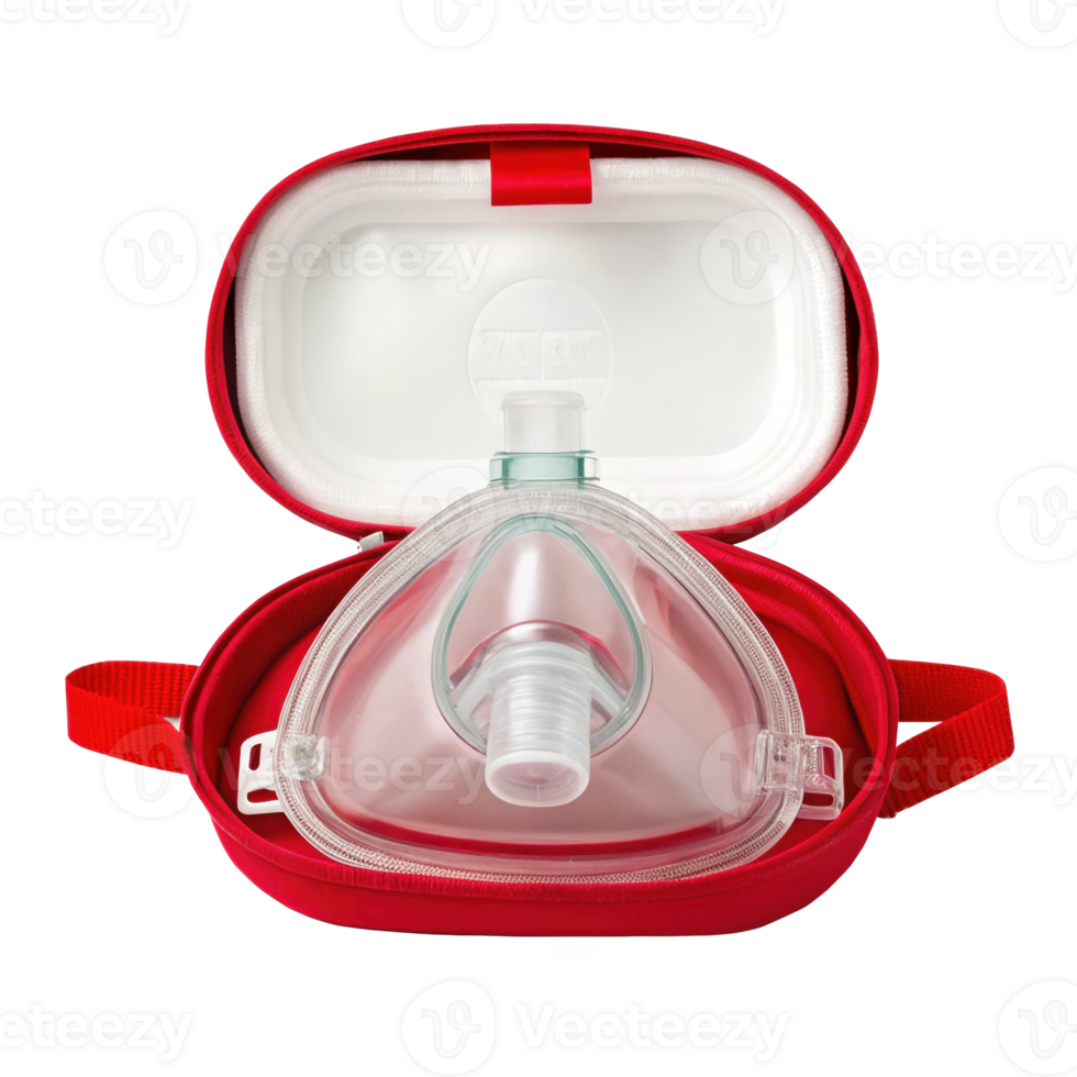 Pocket mask for cpr showing rescue breathing position on transparent background png