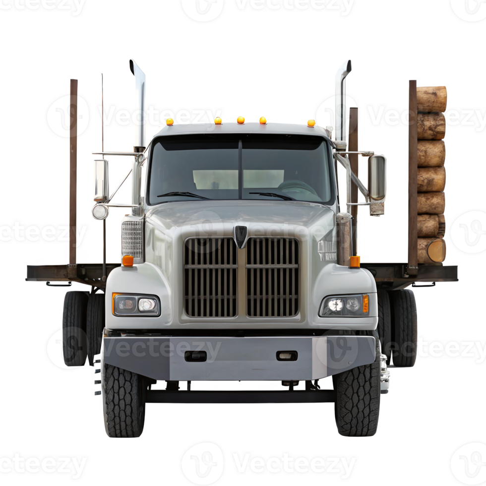 Logging truck transporting timber on transparent background png