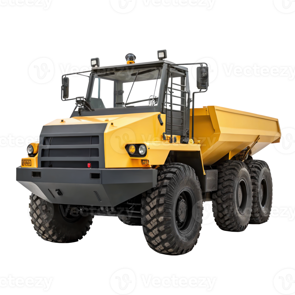 Yellow articulated dump truck isolated on transparent background png