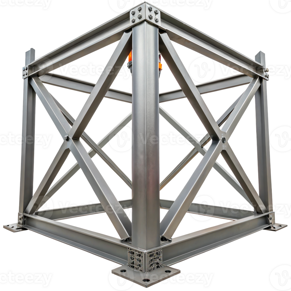 Hydro tower lattice welder fitting high strength steel structure on transparent background png