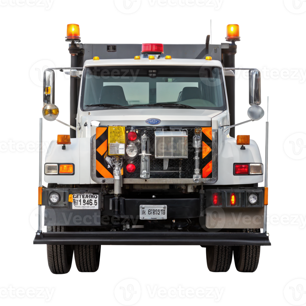 Front view of asphalt hot box patch truck isolated on transparent background png