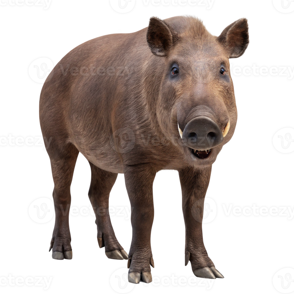 Entelodon, hell pig standing and showing teeth on transparent background png