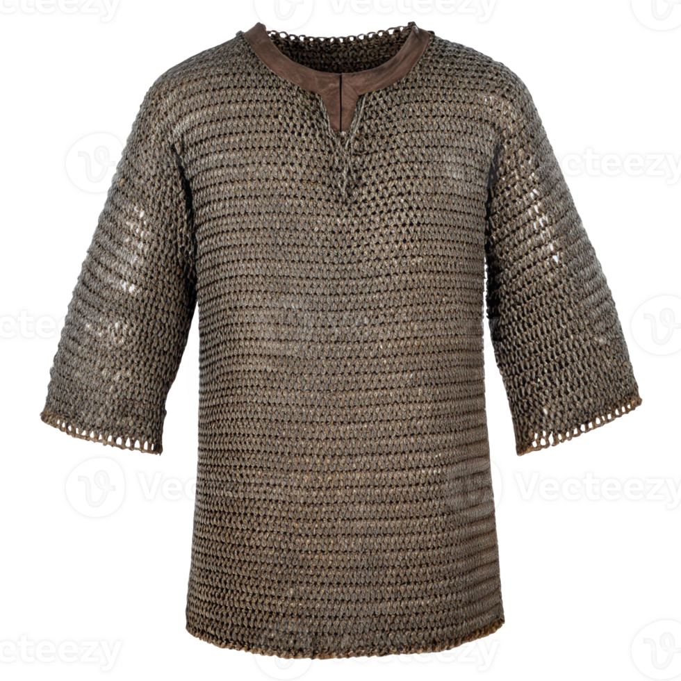 Medieval chain mail hauberk isolated on transparent background png