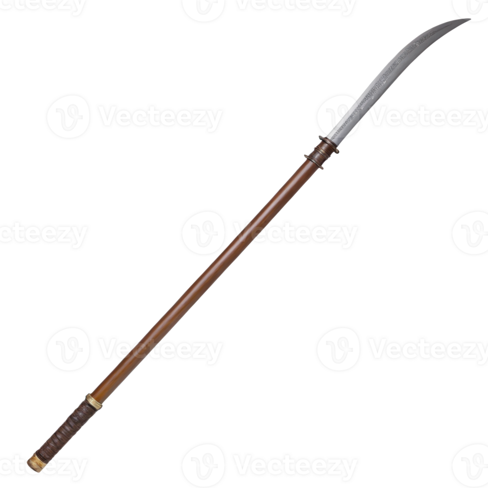 Naginata japanese pole blade weapon on transparent background png
