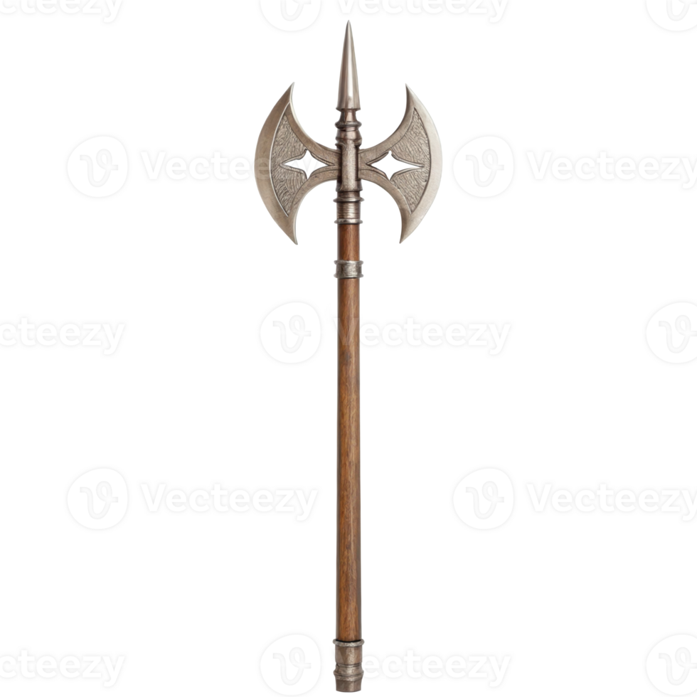 Medieval halberd polearm weapon isolated on transparent background png