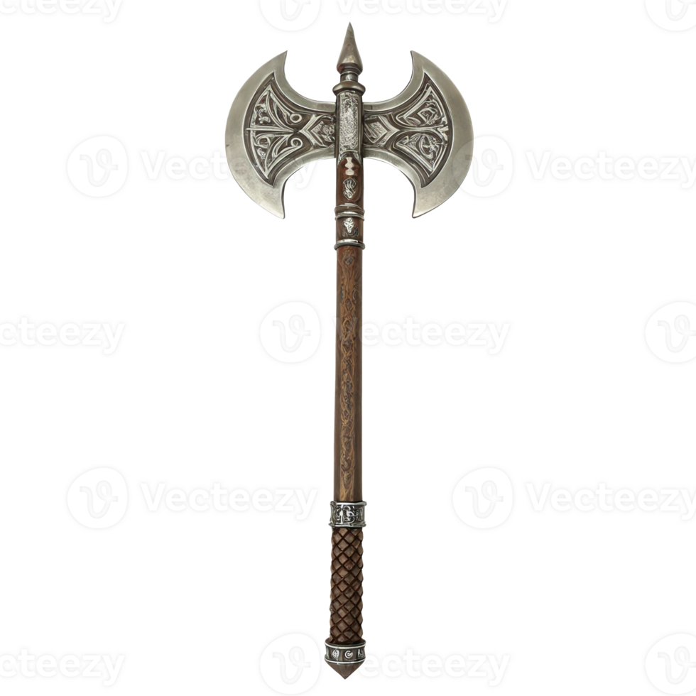 Medieval poleaxe weapon isolated on transparent background png
