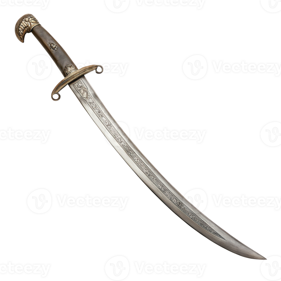 Central asian saber showing traditional craftsmanship on transparent background png