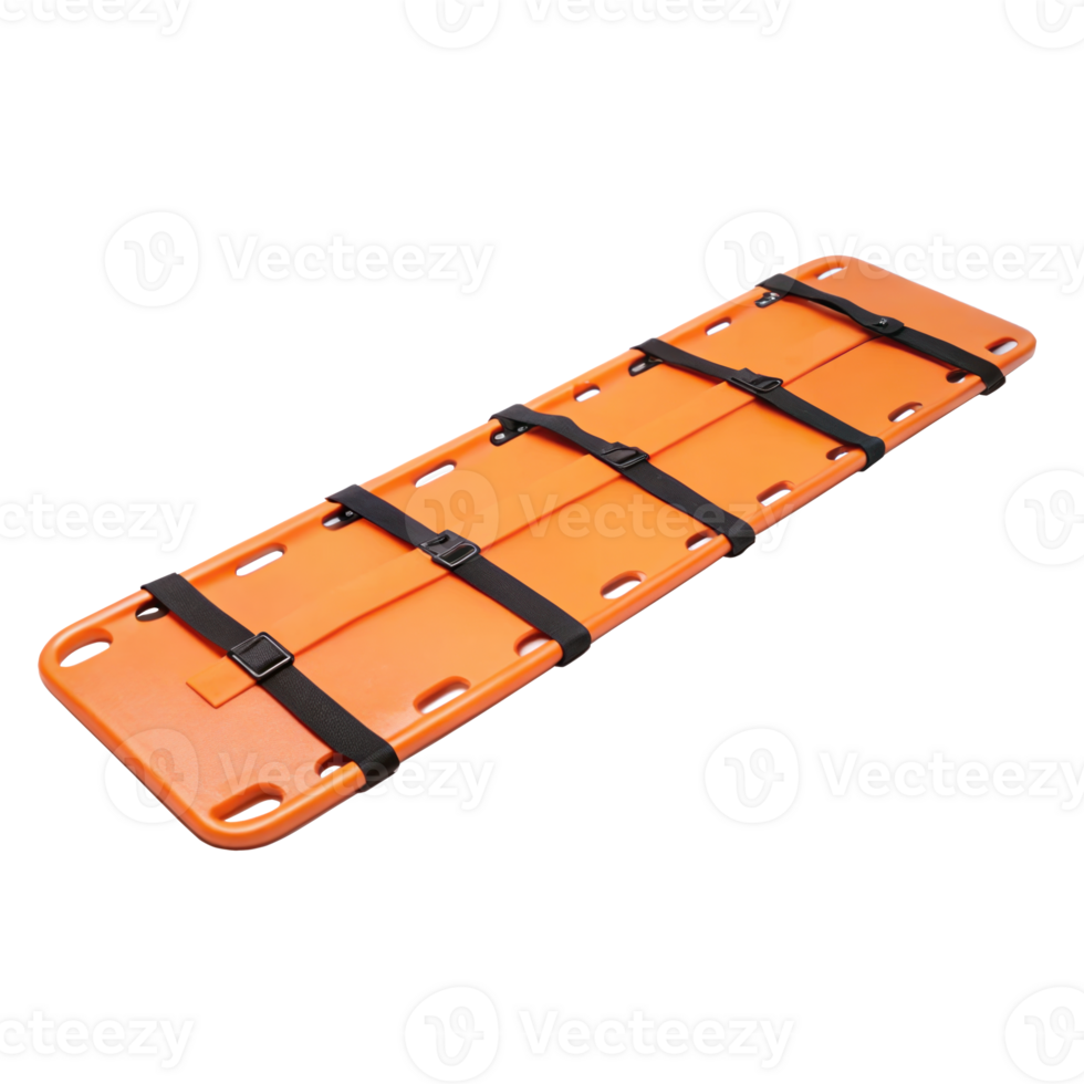 Orange spine board with securing straps isolated on transparent background png