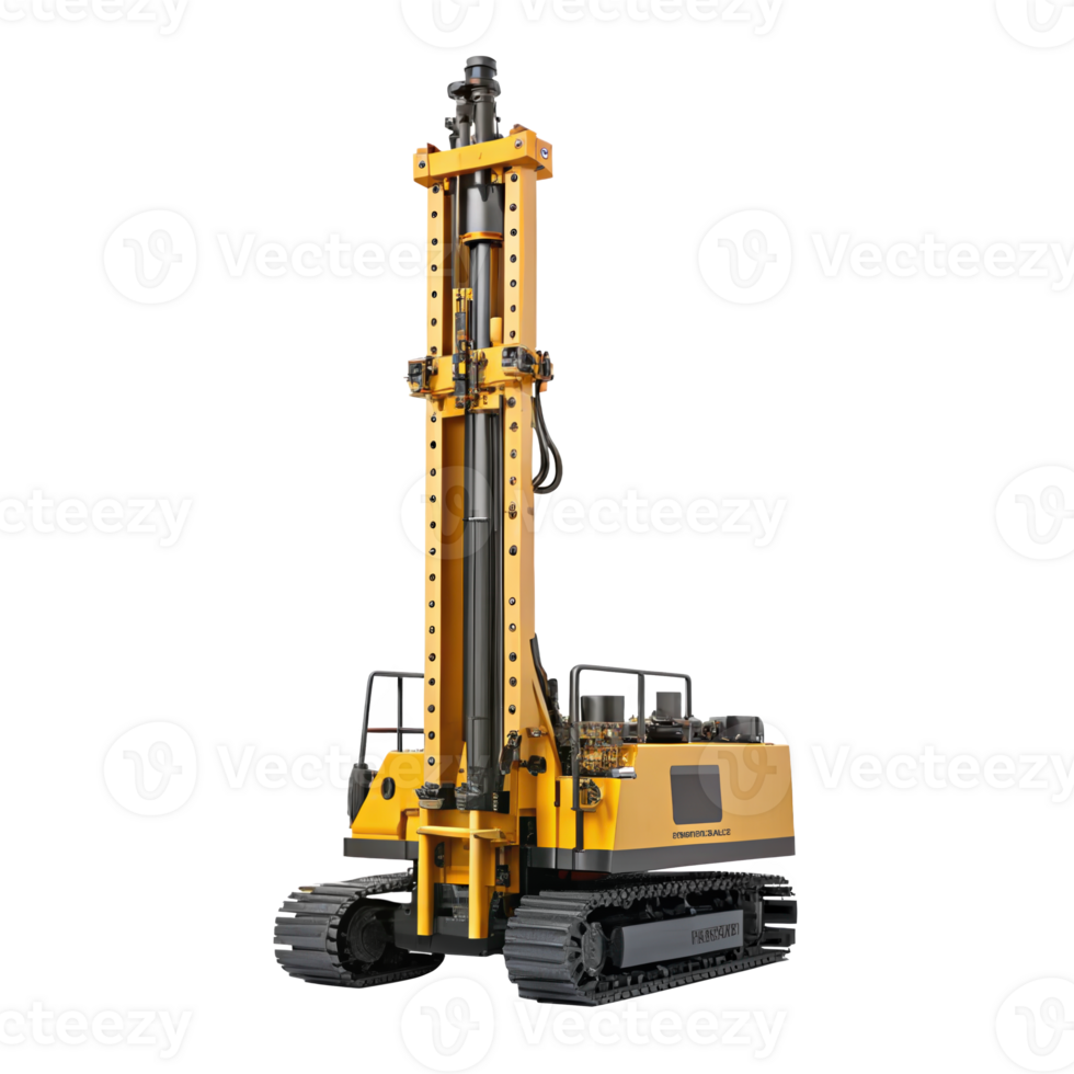 Yellow rotary drill rig isolated on transparent background png