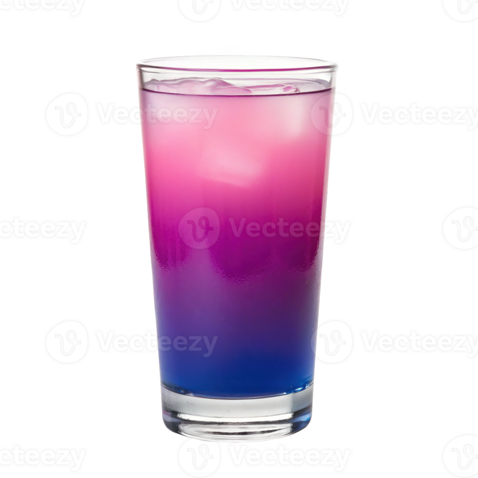 Butterfly pea flower lemonade changing color on transparent background png