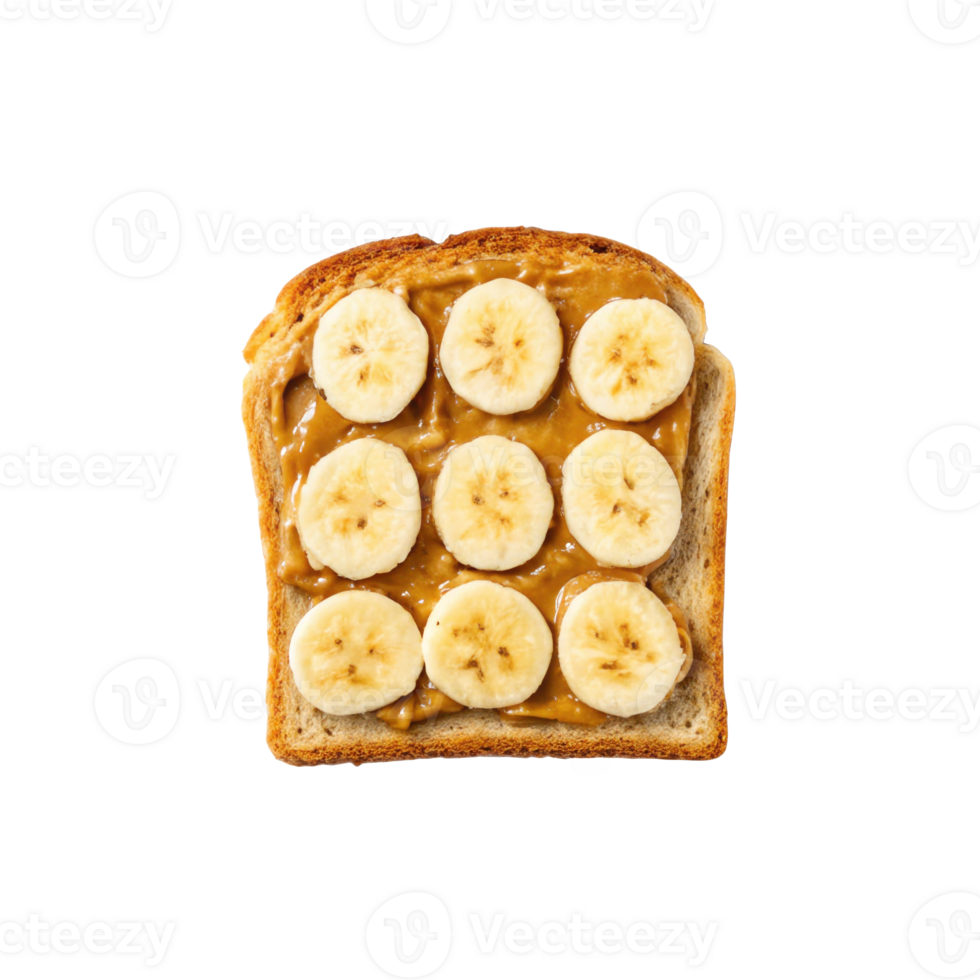 Tigernut butter and banana toast on transparent background png