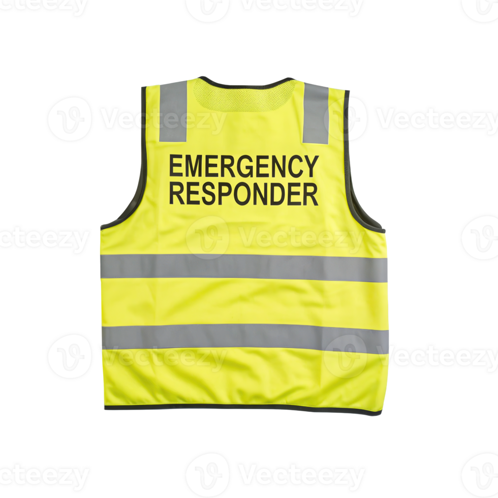 Emergency responder high visibility vest on transparent background png