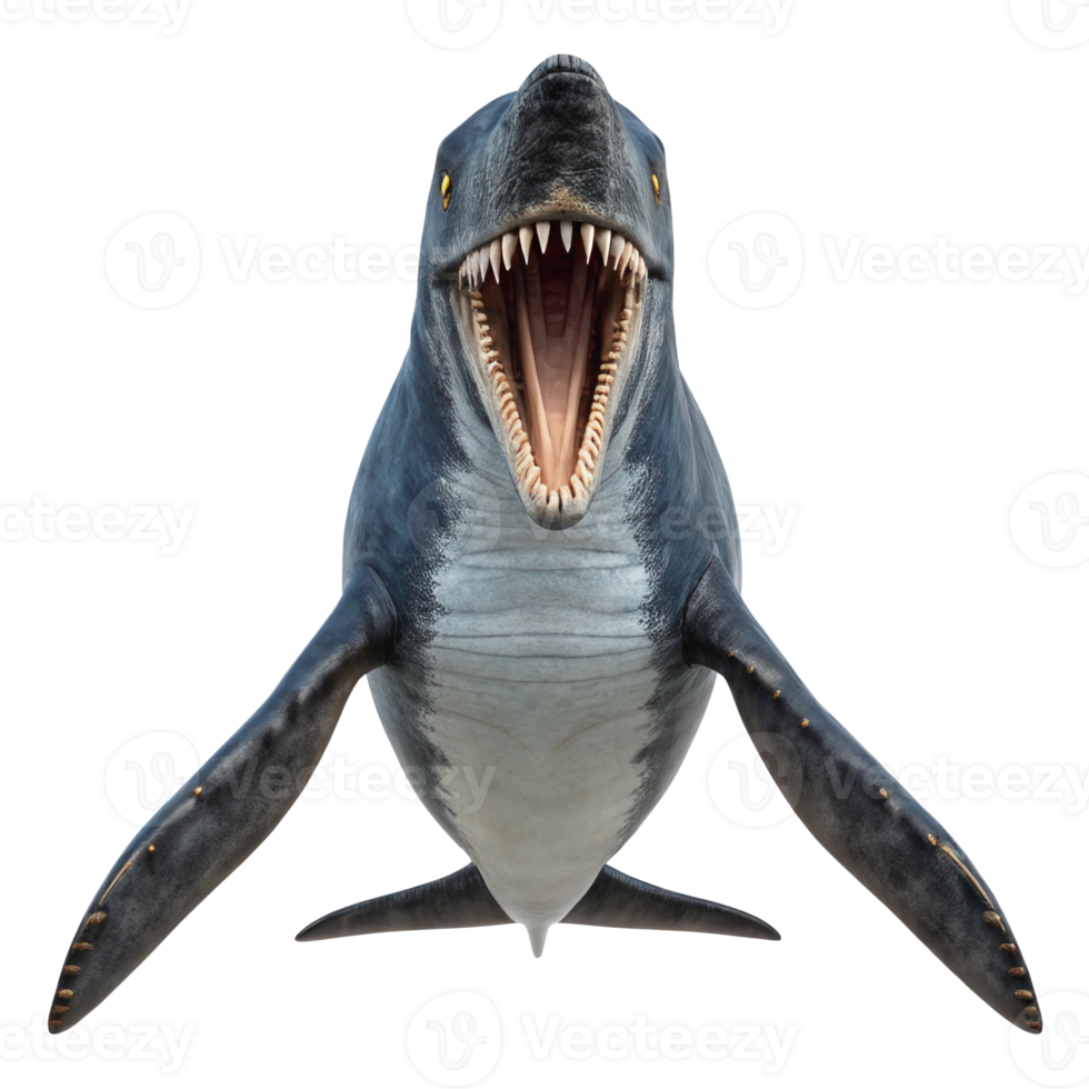 Liopleurodon massive pliosaur ambusher emerging from transparent background png