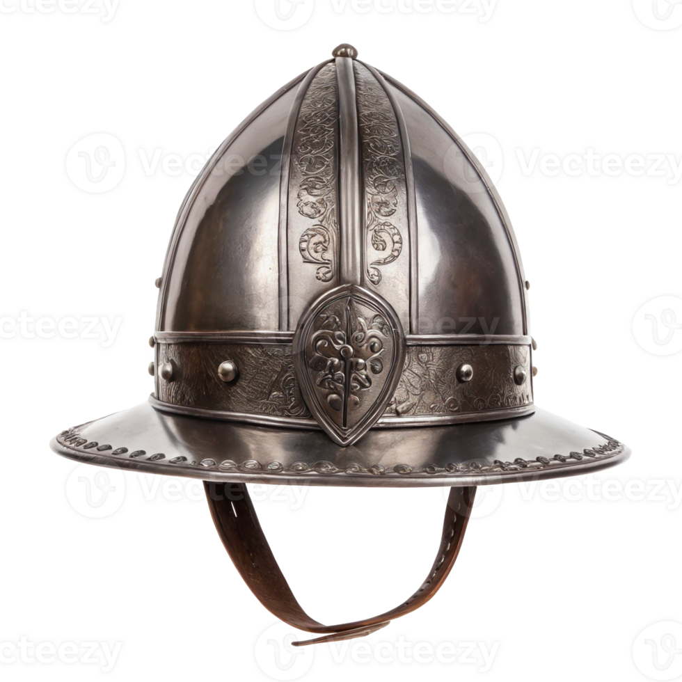 Spanish morion helmet comb crest showing metal protection on transparent background png