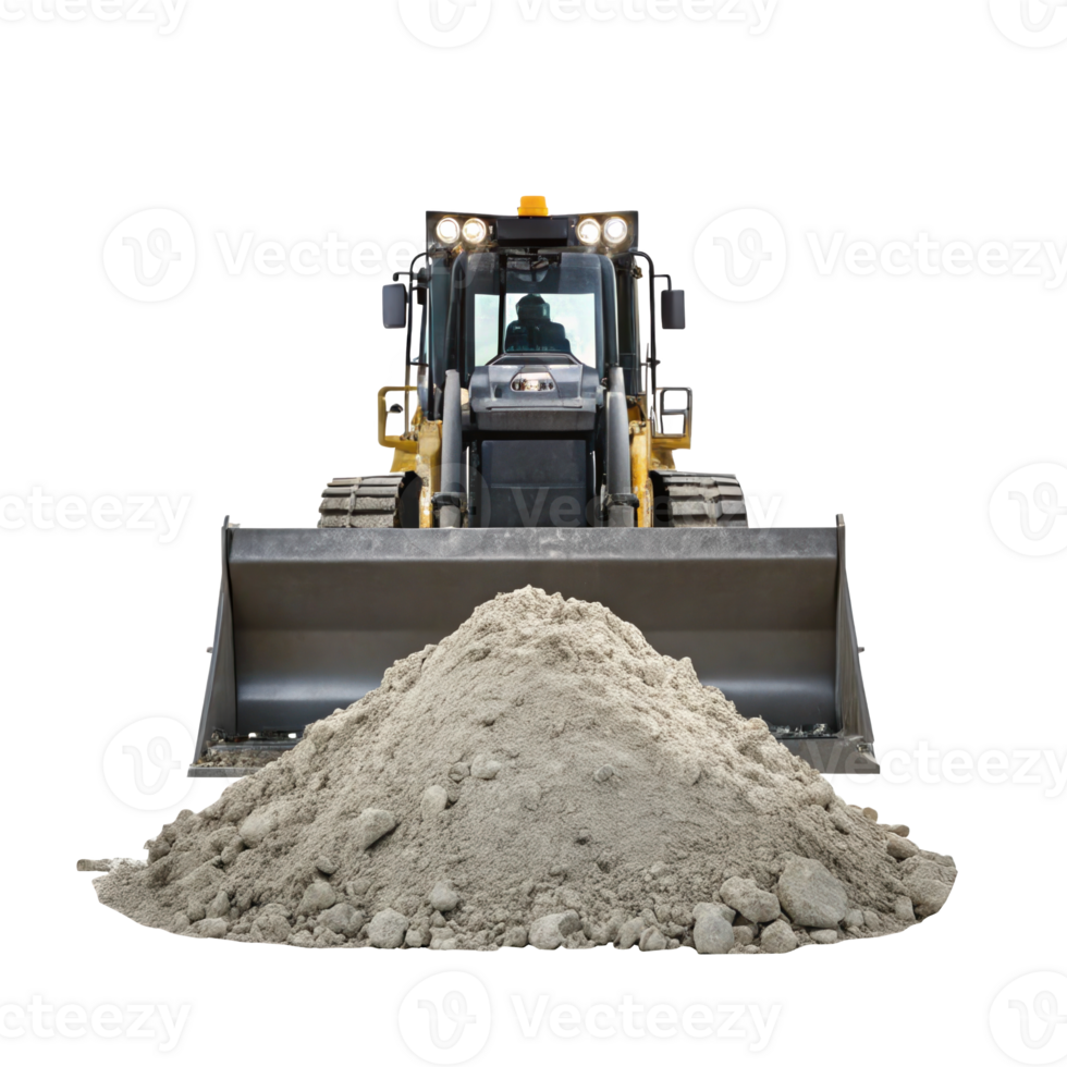 Electric bulldozer clearing lunar regolith pile on transparent background png