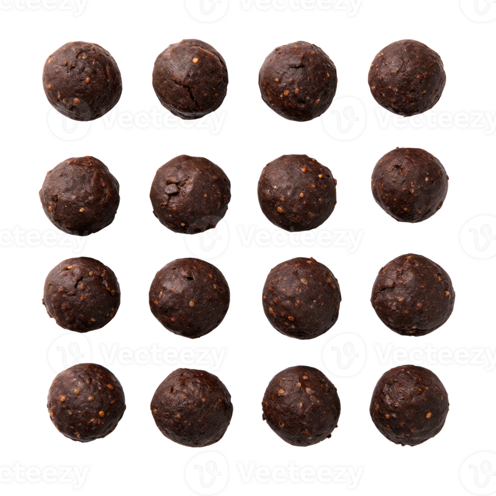 Protein bites forming a grid pattern on transparent background png