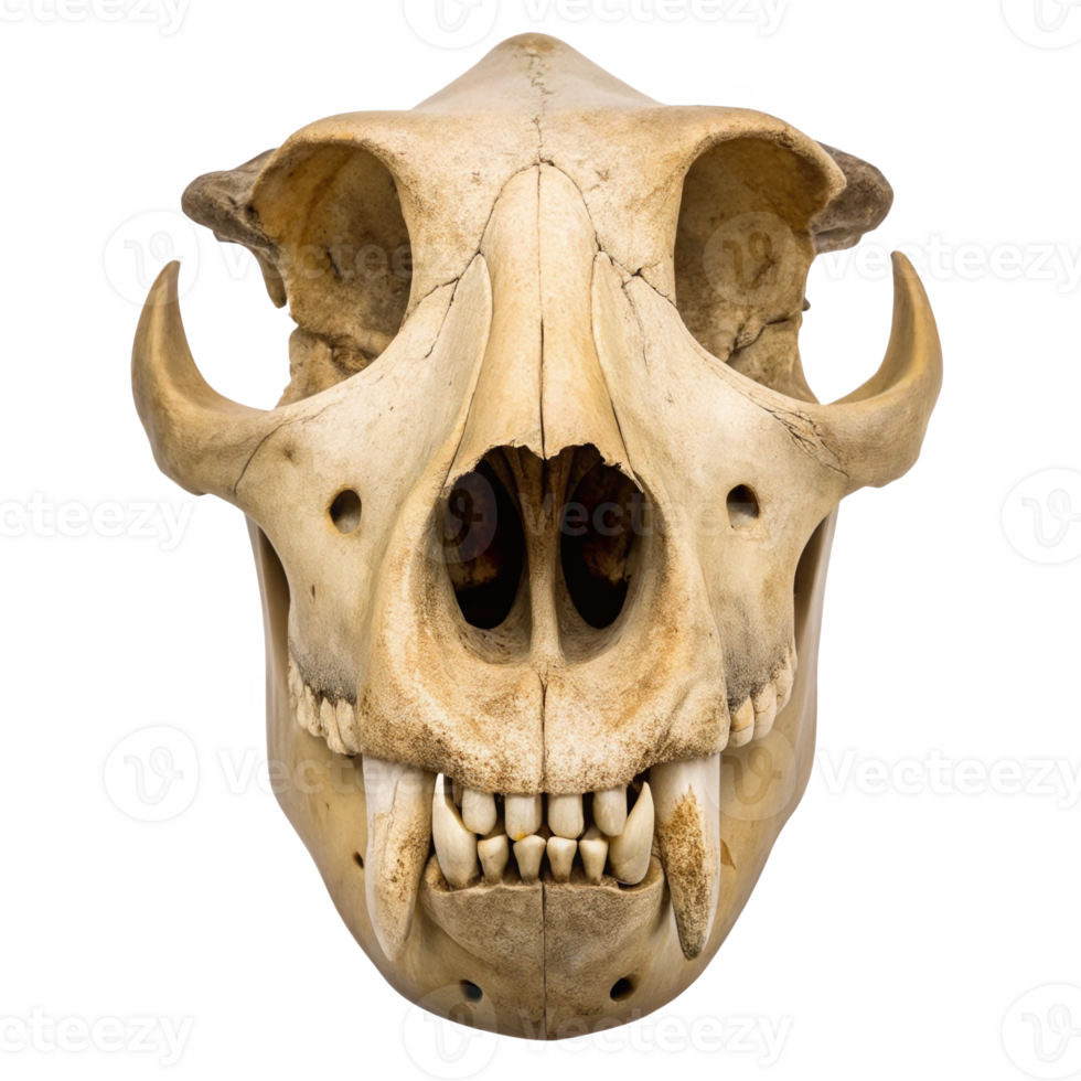 Uintatherium skull fossil isolated on transparent background png