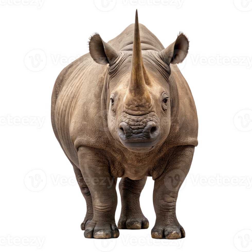 Powerful rhinoceros standing on transparent background png